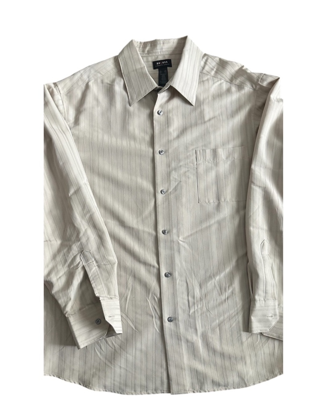 Axcess Light Cream Subtle Stripe long sleeve Dress Shirt size XXL